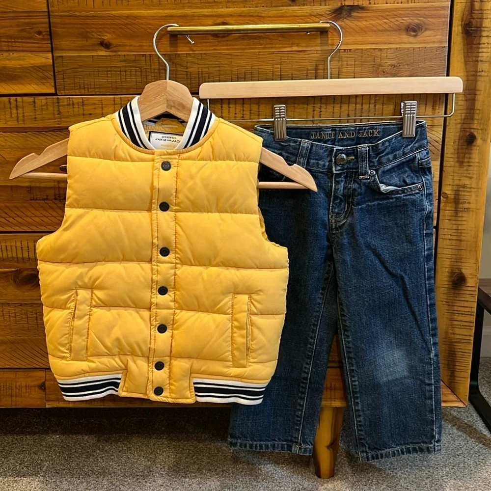 Janie & Jack Boys Outfit Bundle Vest and Jeans